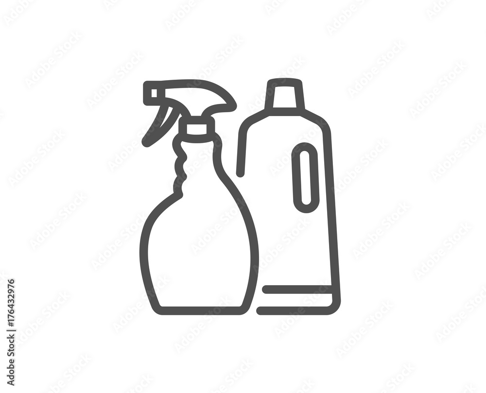Cleaning spray and Shampoo line icon. Cleanser. Cleaning spray and Shampoo line icon. Cleanser.