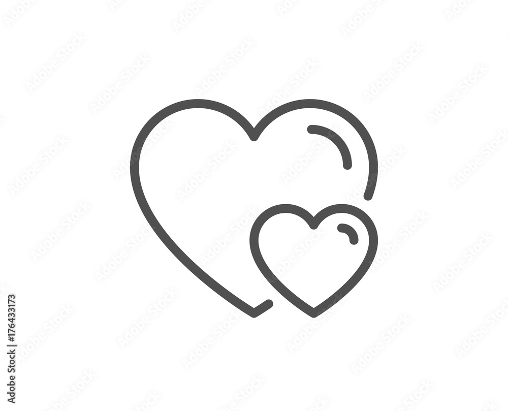 Couple Love line icon. Two Hearts sign.