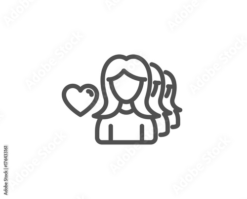 Couple Love line icon. Group of Women sign.