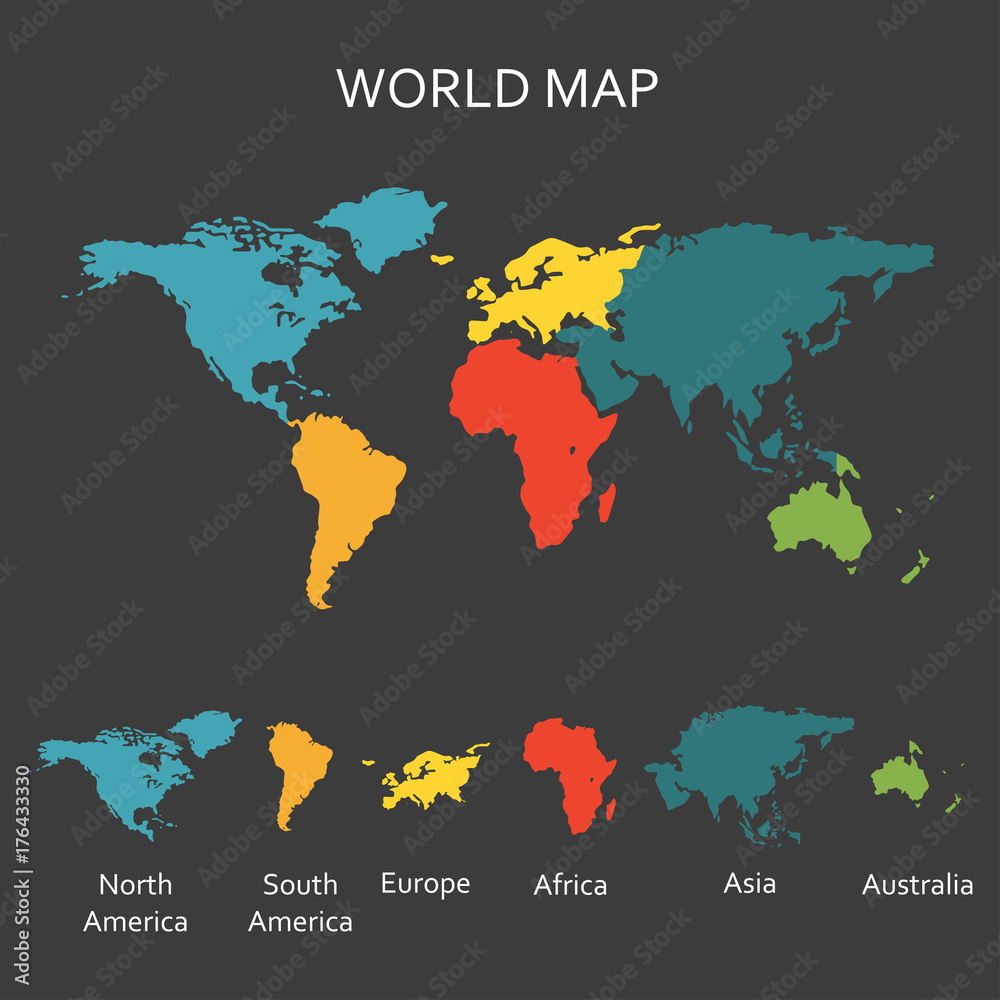World Map Vector Continents 1000 F 176433330 CL677bvn2G2Tah5wcW9Q1ZSlDvOteYZh