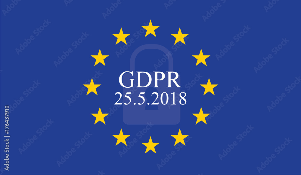 General Data Protection Regulation (GDPR) on european union flag
