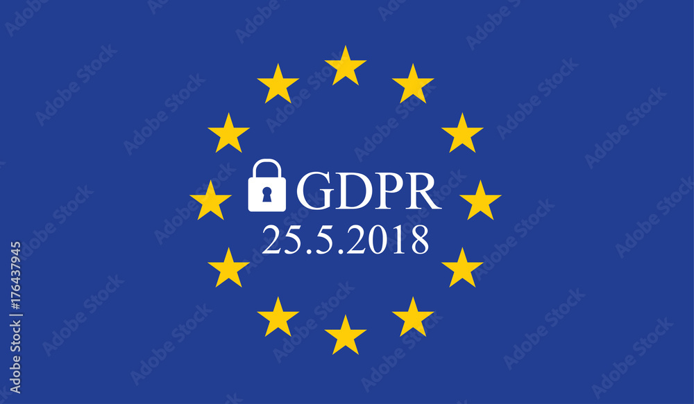 General Data Protection Regulation (GDPR) on european union flag General Data Protection Regulation (GDPR) on european union flag