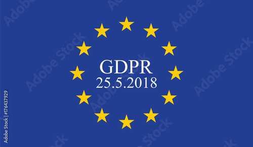 General Data Protection Regulation (GDPR) on european union flag