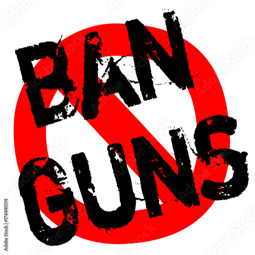 BAN GUNS sticker. Authentic design graphic stamp.