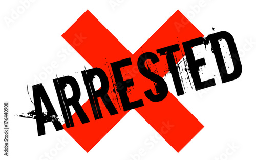 ARRESTED sticker. Authentic design graphic stamp. Original series