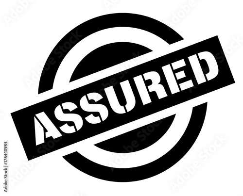 ASSURED sticker. Authentic design graphic stamp. Original series