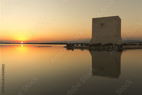 Tower of Tamarit at sunset in the town of Santa Pola