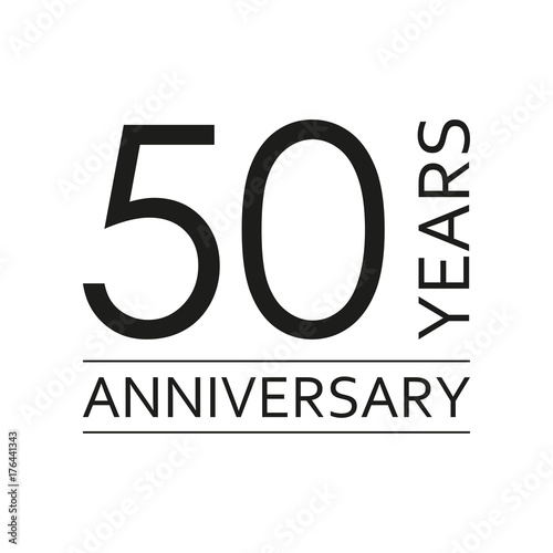 50 years anniversary emblem. Anniversary icon or label. 50 years celebration and congratulation design element. Vector illustration.