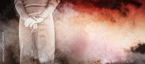 Obraz Złożony wizerunek golfowego gracza pozować