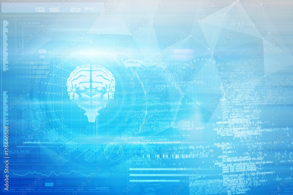 Fototapeta premium Composite image of dna helix and brain interface