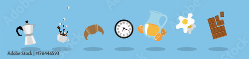 icone, colazione, mattina, moka