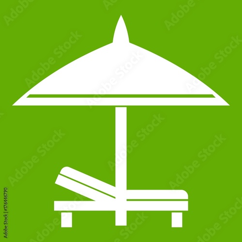 Bench and umbrella icon green
