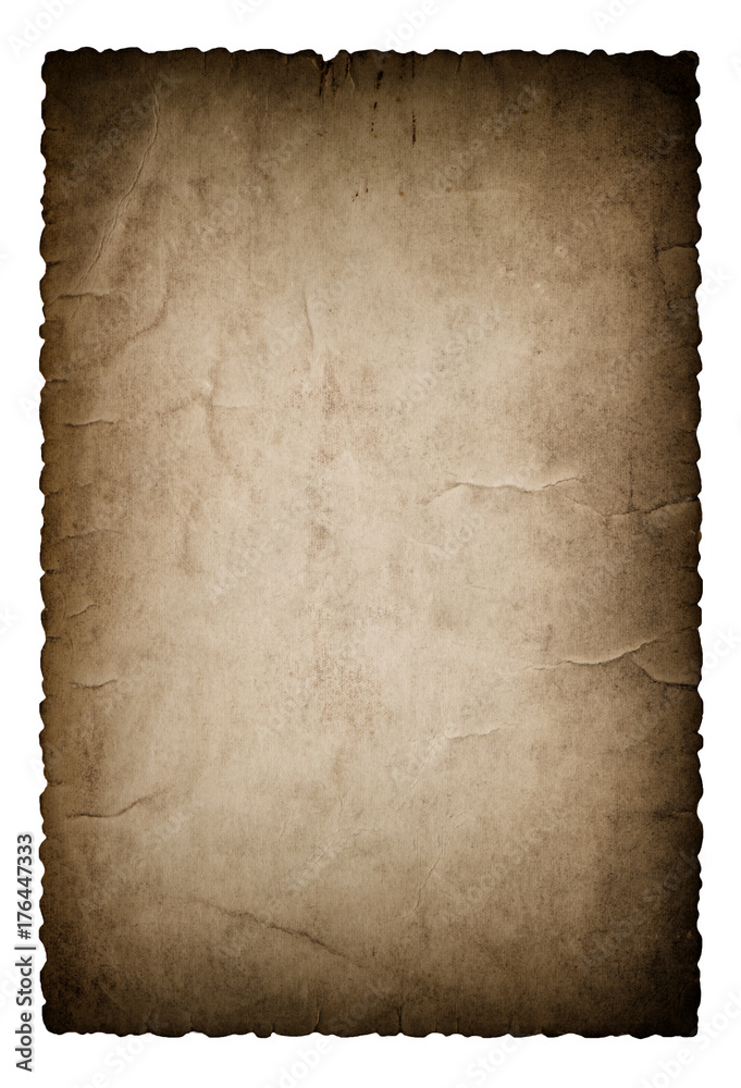 Used paper edges isolated on white background