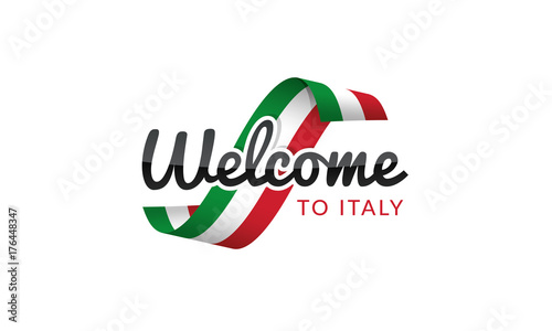 Welcome to Italy flag sign logo icon