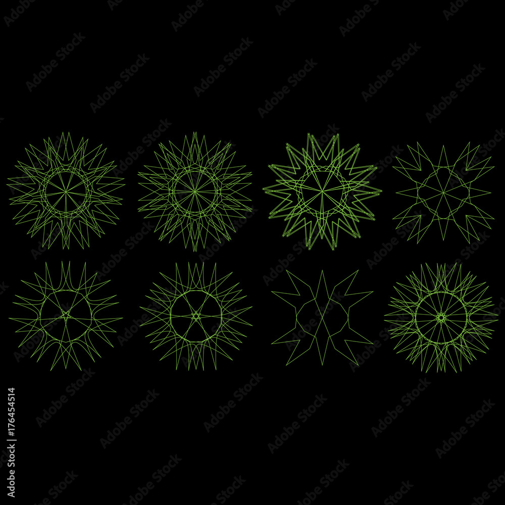 Fototapeta premium Holiday patterns of stars of snowflakes and flowers for gifts