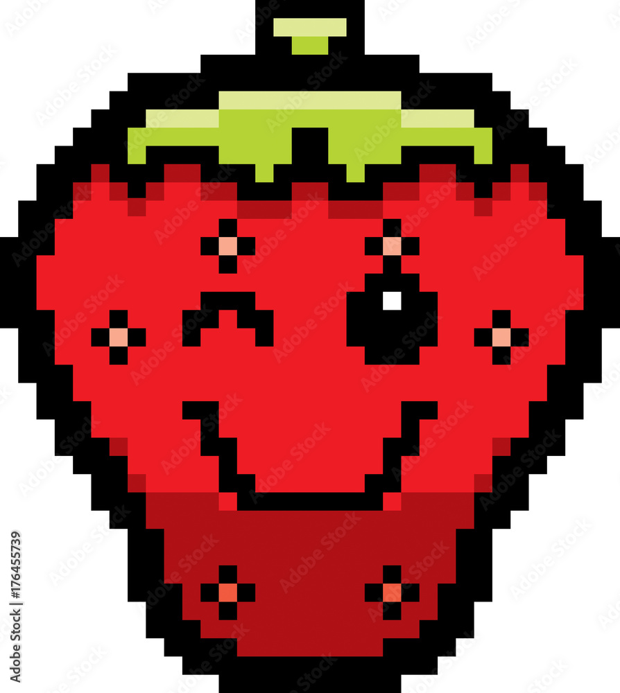 Winking 8-Bit Cartoon Strawberry