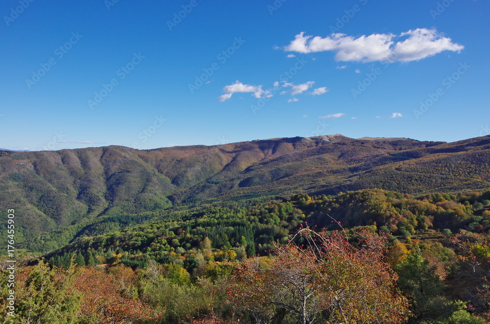 Casentino and Appennines from Pratomagno, autum foliage.