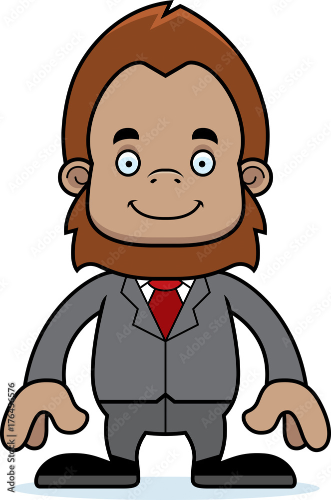 Cartoon Smiling Businessperson Sasquatch