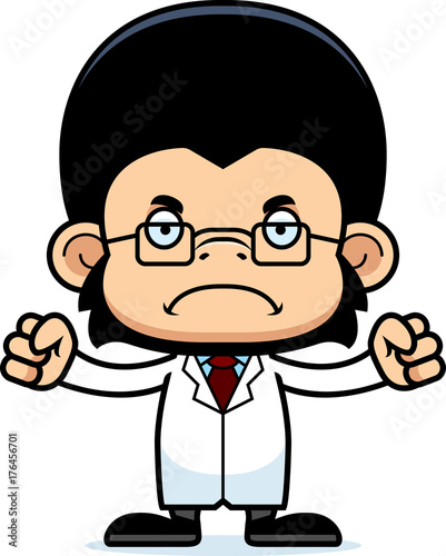 Cartoon Angry Scientist Chimpanzee