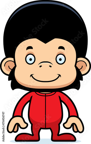 Cartoon Smiling Chimpanzee In Pajamas
