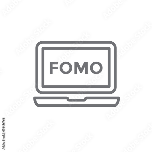 FOMO Icon - Fear of Missing Out Trendy Modern Acronym - Social Media