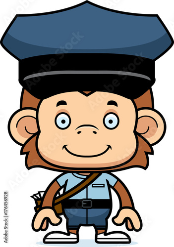Cartoon Smiling Mail Carrier Monkey