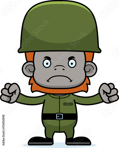 Cartoon Angry Soldier Orangutan