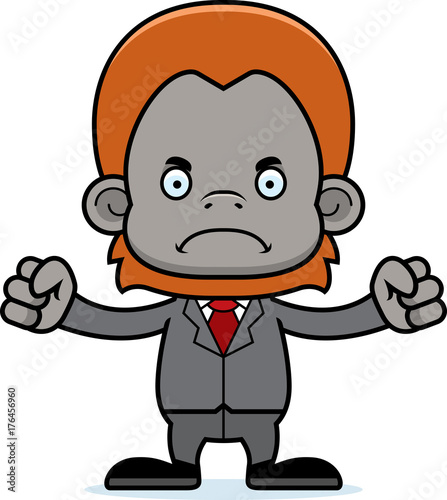 Cartoon Angry Businessperson Orangutan