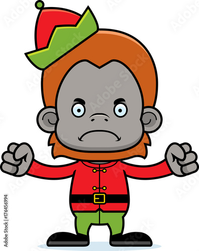 Cartoon Angry Xmas Elf Orangutan