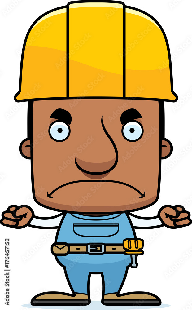 Fototapeta premium Cartoon Angry Construction Worker Man