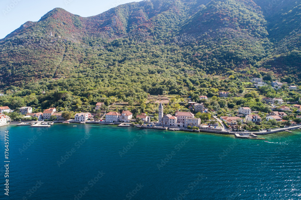 Aerial view of Stoliv, Bay Kotor, Montenegro