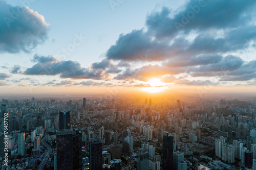 Commercial city sunset beauty