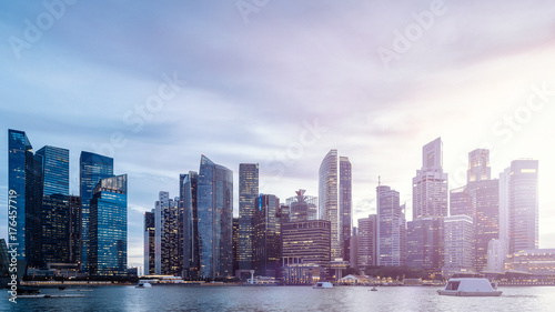 Singapore business city sunset