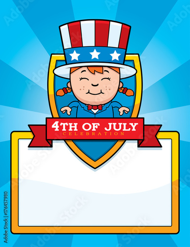 Cartoon Patriotic Girl Graphic