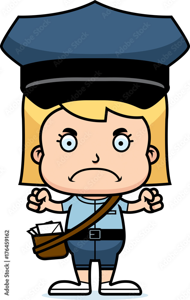 Cartoon Angry Mail Carrier Girl