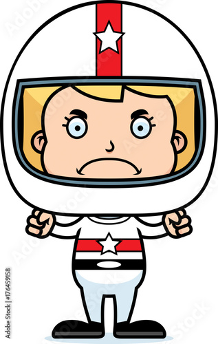 Cartoon Angry Race Car Driver Girl