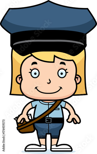 Cartoon Smiling Mail Carrier Girl