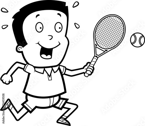Cartoon Boy Tennis