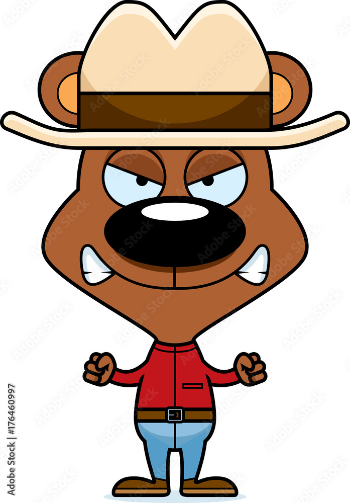 Cartoon Angry Cowboy Bear