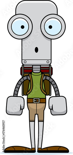 Cartoon Surprised Hiker Robot