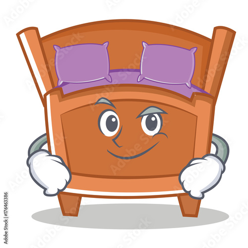 Smirking cute bed character cartoon