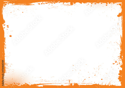 Fotografie, Obraz horizontal orange and black Halloween background, grunge border