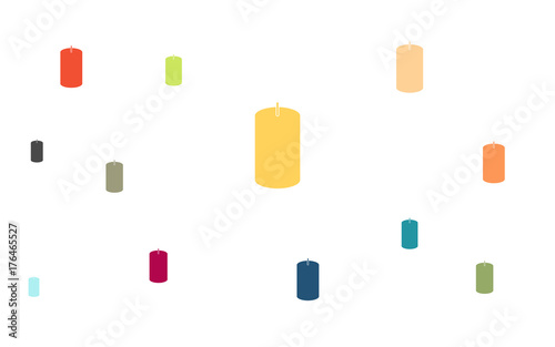Viele bunte erloschene Kerzen