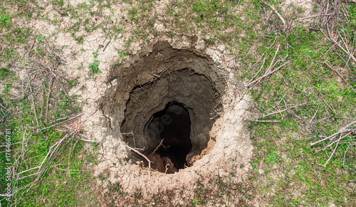 Deep hole in the ground