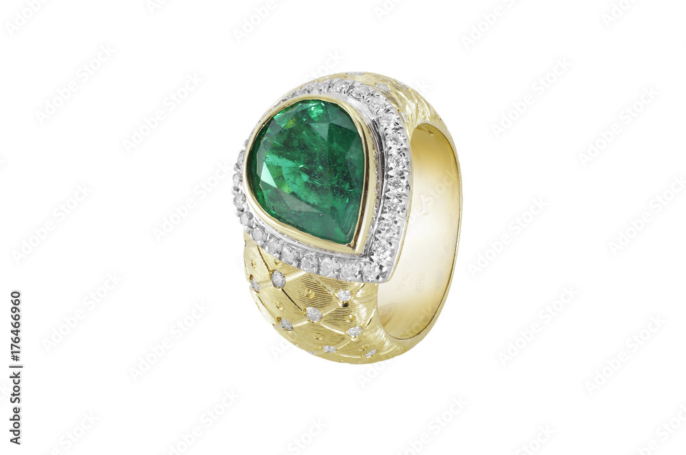 emerald ring , classic gemstone band in gold with diamonds and jade emerald ring , classic gemstone band in gold with diamonds and jade