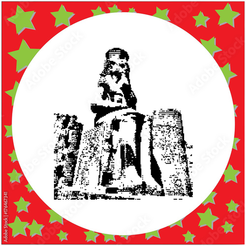 black 8-bit Pharaoh statue at Temple of Luxor vector illustration isolated on white background
