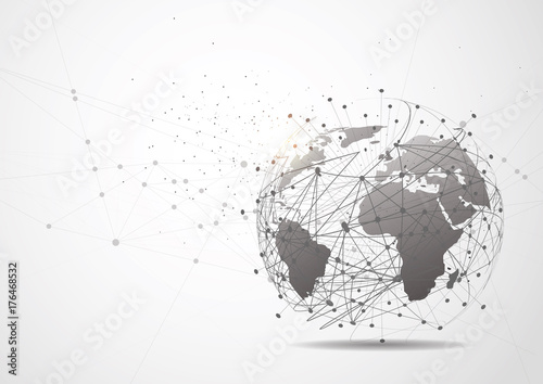 Global network connection. World map point and line composition concept of global business. Vector Illustration