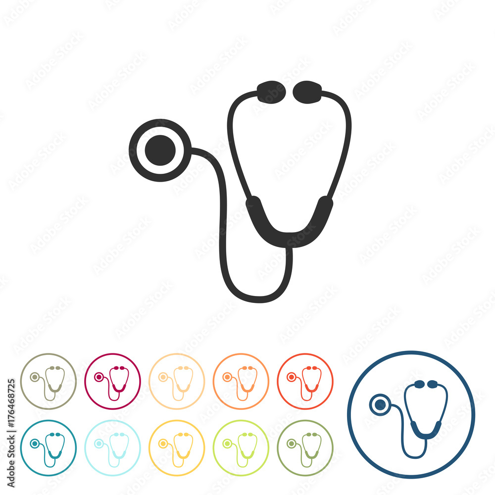 Runde Schaltflächen - Stetoskop - Medizin Runde Schaltflächen - Stetoskop - Medizin