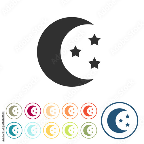 Runde Schaltflächen - Mond und Sterne - Schlaf
