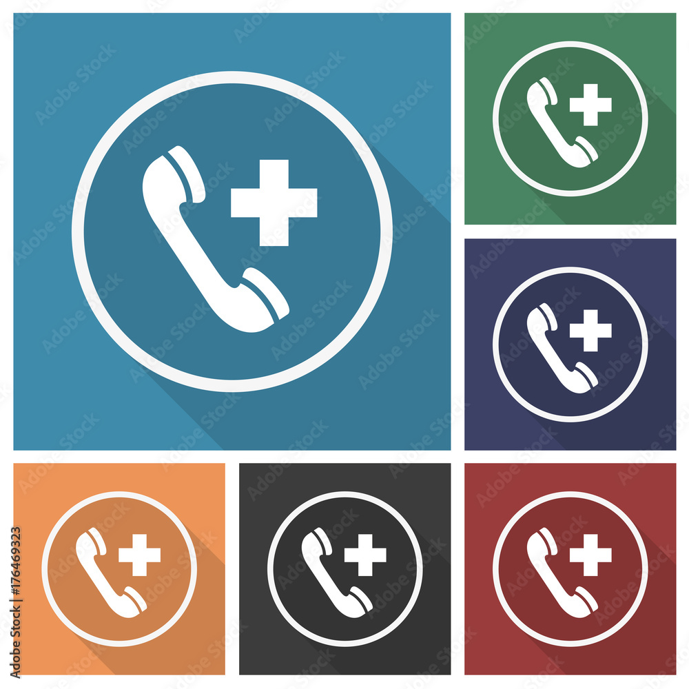 Obraz premium Button - Set - Schatten - Telefon - Notfall